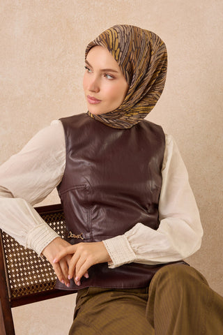 Velora Eşarp Modern Zebra Acı Kahve