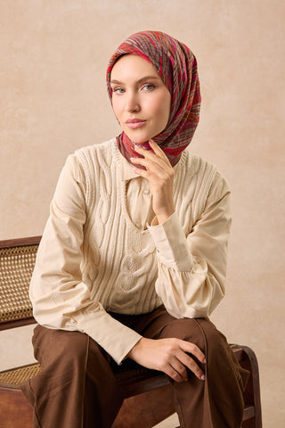 Velora Eşarp Modern Zebra Çikolata Kahve - Velora Eşarp - | Silk Home