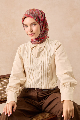 Velora Eşarp Modern Zebra Çikolata Kahve - Velora Eşarp - | Silk Home