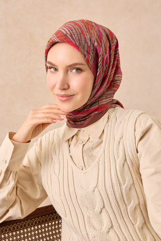 Velora Eşarp Modern Zebra Çikolata Kahve - Velora Eşarp - | Silk Home