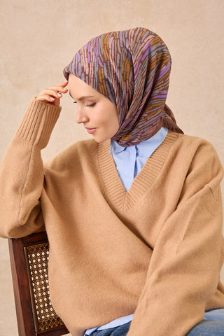 Velora Eşarp Modern Zebra Kahverengi - Velora Eşarp - | Silk Home