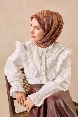 Velora Eşarp Modern Zebra Kiremit - Velora Eşarp - | Silk Home