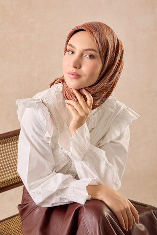 Velora Eşarp Modern Zebra Kiremit - Velora Eşarp - | Silk Home