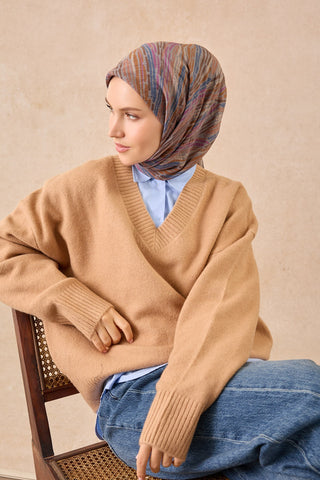 Velora Eşarp Modern Zebra Koyu Gri - Velora Eşarp - | Silk Home
