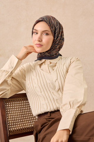 Velora Eşarp Modern Zebra Koyu Lacivert - Velora Eşarp - | Silk Home