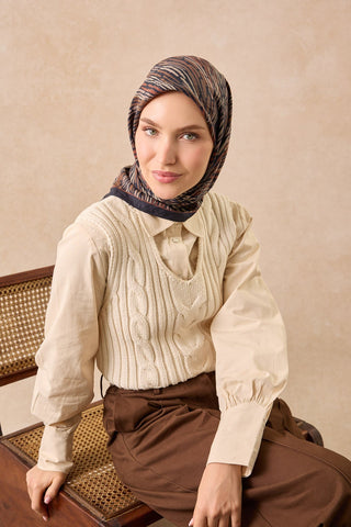 Velora Eşarp Modern Zebra Koyu Lacivert - Velora Eşarp - | Silk Home
