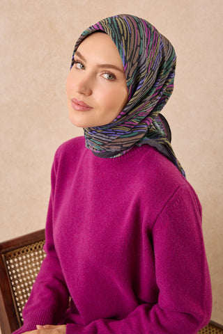 Velora Eşarp Modern Zebra Koyu Lacivert - Velora Eşarp - | Silk Home