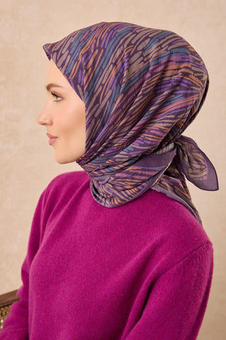 Velora Eşarp Modern Zebra Koyu Mor - Velora Eşarp - | Silk Home