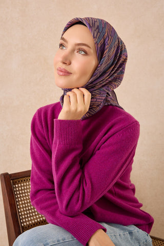 Velora Eşarp Modern Zebra Koyu Mor - Velora Eşarp - | Silk Home