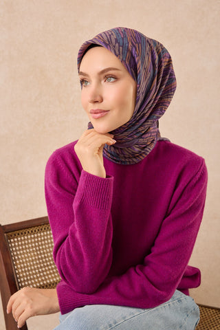 Velora Eşarp Modern Zebra Koyu Mor - Velora Eşarp - | Silk Home