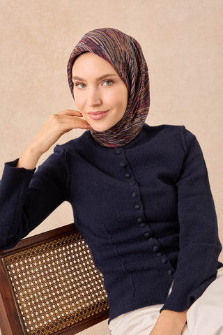 Velora Eşarp Modern Zebra Lacivert - Velora Eşarp - | Silk Home