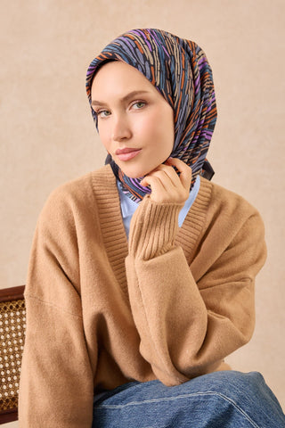 Velora Eşarp Modern Zebra Lacivert - Velora Eşarp - | Silk Home