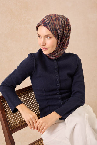 Velora Eşarp Modern Zebra Lacivert - Velora Eşarp - | Silk Home