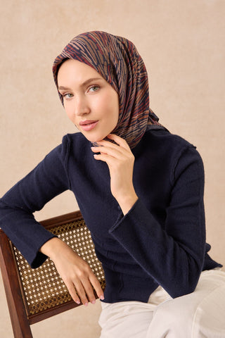 Velora Eşarp Modern Zebra Lacivert - Velora Eşarp - | Silk Home