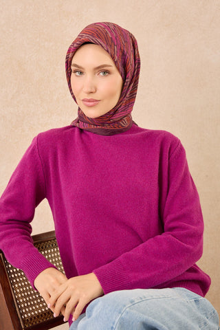 Velora Eşarp Modern Zebra Mürdüm - Velora Eşarp - | Silk Home
