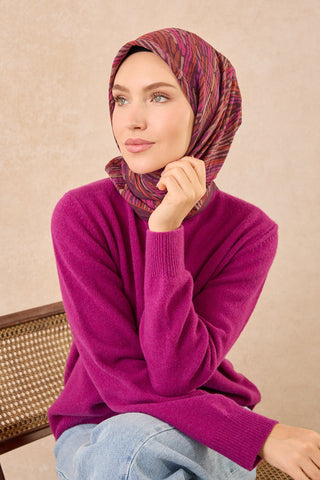 Velora Eşarp Modern Zebra Mürdüm - Velora Eşarp - | Silk Home