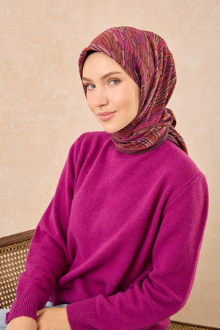 Velora Eşarp Modern Zebra Mürdüm - Velora Eşarp - | Silk Home