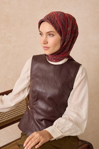 Velora Eşarp Modern Zebra Şarabi - Velora Eşarp - | Silk Home