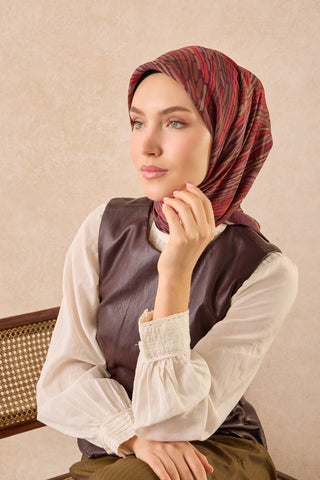 Velora Eşarp Modern Zebra Şarabi - Velora Eşarp - | Silk Home