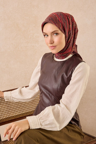 Velora Eşarp Modern Zebra Şarabi - Velora Eşarp - | Silk Home