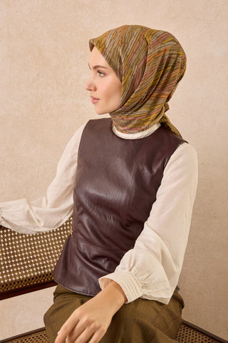 Velora Eşarp Modern Zebra Yağ Yeşili - Velora Eşarp - | Silk Home