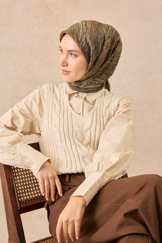 Velora Eşarp Modern Zebra Yeşil - Velora Eşarp - | Silk Home