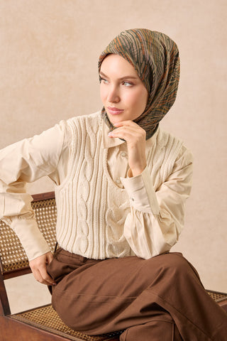 Velora Eşarp Modern Zebra Yeşil - Velora Eşarp - | Silk Home