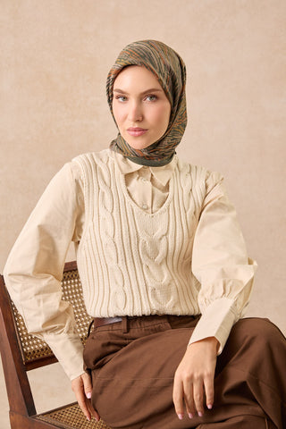 Velora Eşarp Modern Zebra Yeşil - Velora Eşarp - | Silk Home