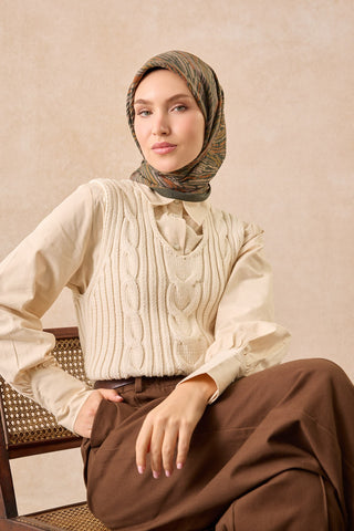 Velora Eşarp Modern Zebra Yeşil - Velora Eşarp - | Silk Home