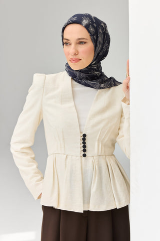 Velora Eşarp Şal Desen Koyu Lacivert 90x90