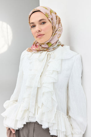 Velora Eşarp Şal Desen Pudra 90x90