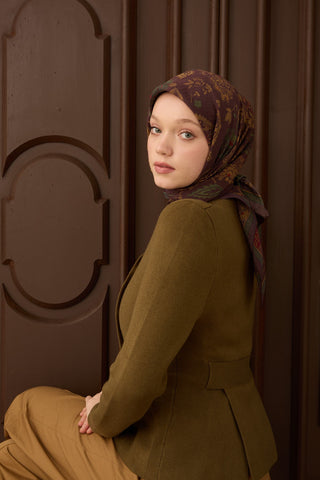 Velora Eşarp Shawl Pattern Acı Kahve - Velora Eşarp - | Silk Home