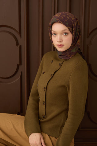 Velora Eşarp Shawl Pattern Acı Kahve - Velora Eşarp - | Silk Home