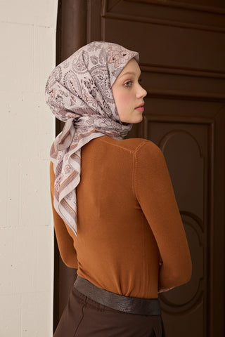 Velora Eşarp Shawl Pattern Açık Gri - Velora Eşarp - | Silk Home