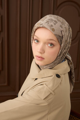 Velora Eşarp Shawl Pattern Açık Vizon - Velora Eşarp - | Silk Home