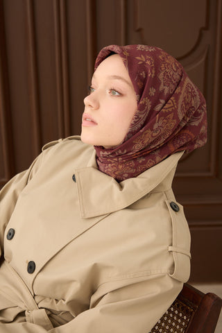 Velora Eşarp Shawl Pattern Bordo - Velora Eşarp - | Silk Home