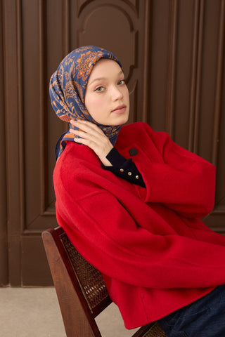 Velora Eşarp Shawl Pattern Gece Mavisi - Velora Eşarp - | Silk Home