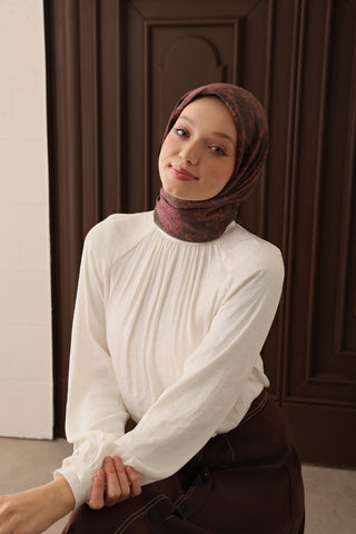 Velora Eşarp Shawl Pattern Kahverengi - Velora Eşarp - | Silk Home
