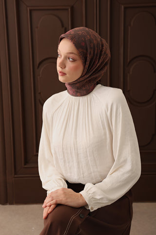 Velora Eşarp Shawl Pattern Kahverengi - Velora Eşarp - | Silk Home