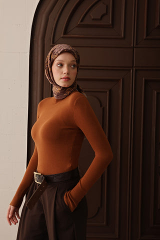 Velora Eşarp Shawl Pattern Kahverengi - Velora Eşarp - | Silk Home