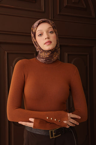 Velora Eşarp Shawl Pattern Kahverengi - Velora Eşarp - | Silk Home