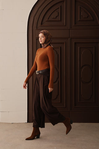 Velora Eşarp Shawl Pattern Kahverengi - Velora Eşarp - | Silk Home