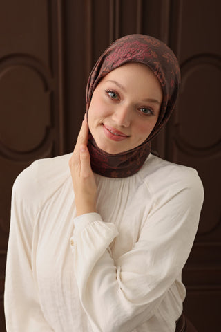 Velora Eşarp Shawl Pattern Kahverengi - Velora Eşarp - | Silk Home