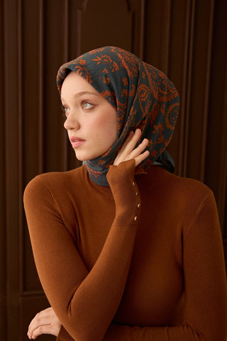 Velora Eşarp Shawl Pattern Petrol Yeşili - Velora Eşarp - | Silk Home