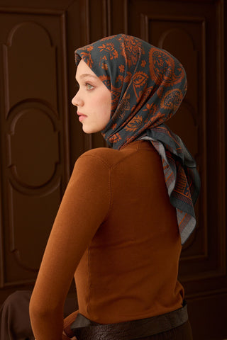 Velora Eşarp Shawl Pattern Petrol Yeşili - Velora Eşarp - | Silk Home