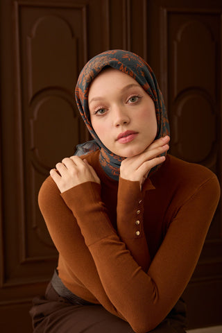 Velora Eşarp Shawl Pattern Petrol Yeşili - Velora Eşarp - | Silk Home
