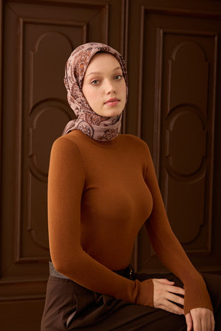 Velora Eşarp Shawl Pattern Pudra Vizon - Velora Eşarp - | Silk Home