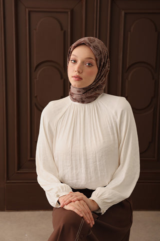 Velora Eşarp Shawl Pattern Vizon - Velora Eşarp - | Silk Home