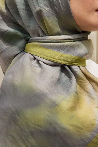 Viscose Velora Scarf, Four Seasons Kilim Pattern, Light Gray, 90x90 cm 