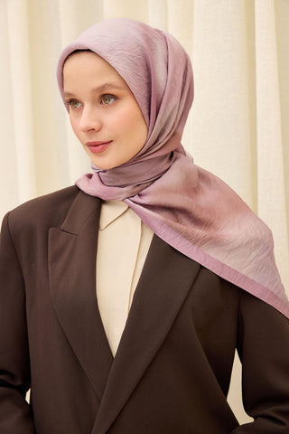 Viscose Velora Scarf, Four Seasons Kilim Pattern, Light Gray, 90x90 cm 